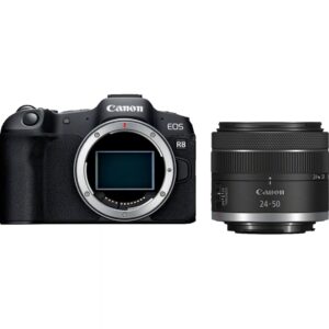 Camara reflex canon eos r8 + rf 24 - 50 f4.5 - 6.3 is stm 24.2mpx negro