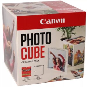 Papel canon pp - 201 5x5 pulgadas (40 hojas) + marco fotos xlboom acrílico 13x13cm + photo cube white - creative pack love - pink