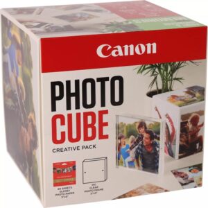 Papel canon pp - 201 5x5 pulgadas (40 hojas) + marco fotos xlboom acrílico 13x13cm + photo cube white - creative pack share - verde