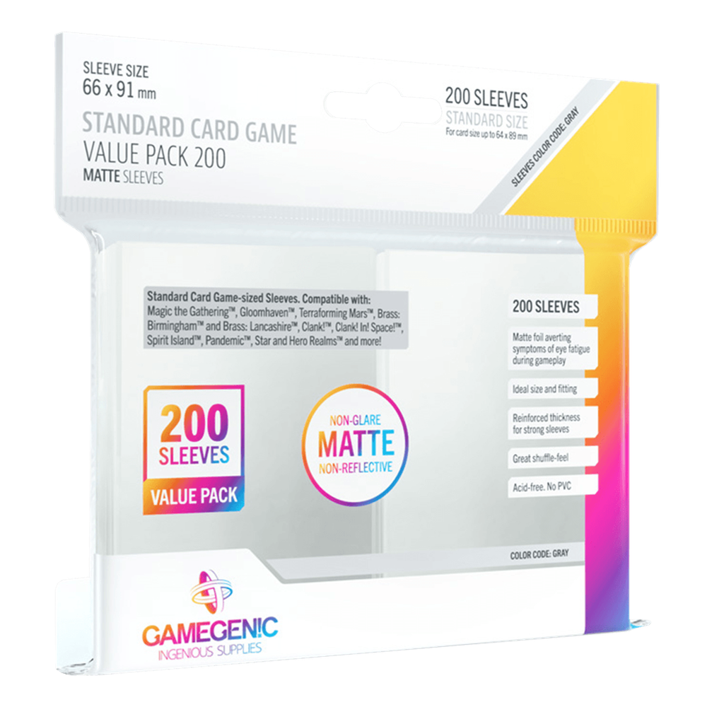 Fundas de cartas gamegenic matte standard card game value pack 200 unidades
