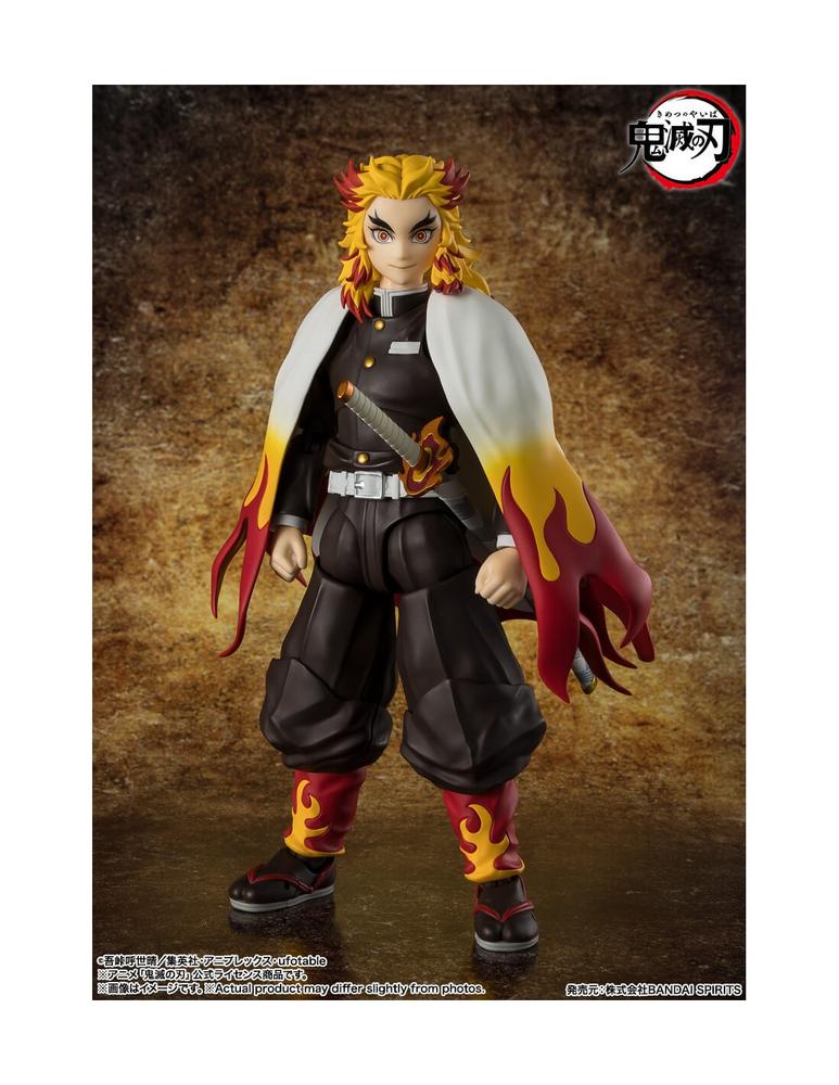 Figura tamashii nations demon slayer: kimetsu no yaiba sh figuarts kyojuro rengoku 15cm