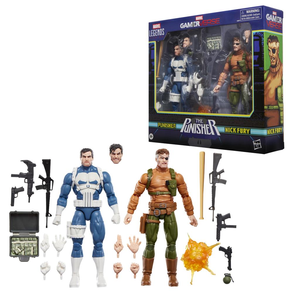 Pack 2 figuras hasbro marvel legends series gamerverse the punisher punisher vs nick fury